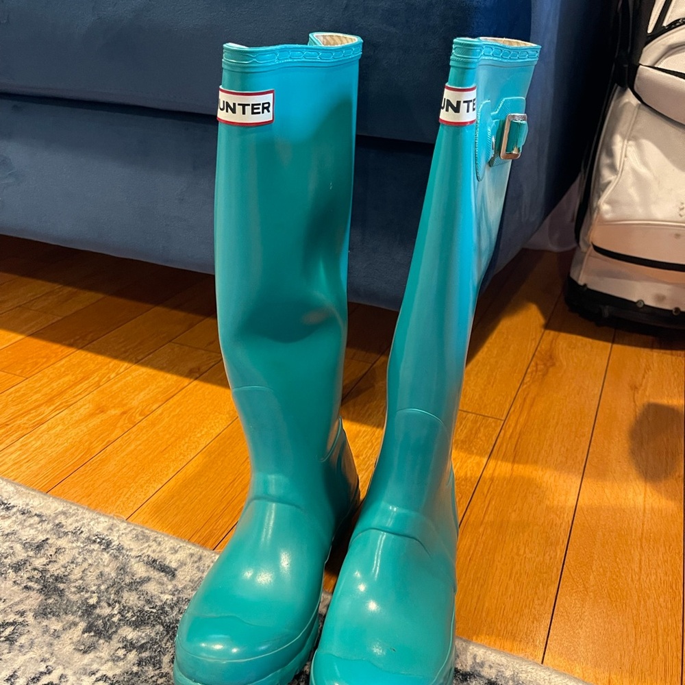 Hunter Women's Original Tall Rain Boots - Turquoise Size 6